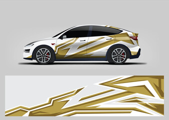 Gold Metallic Speed Slash Vehicle Wrap Vector © Lancar