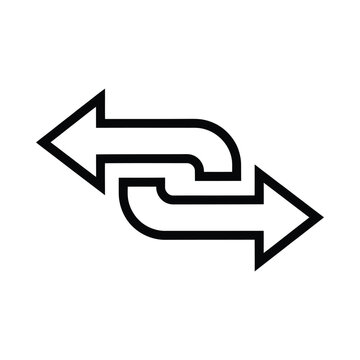 Reciprocal Arrows Icon Black Line Style On White Background