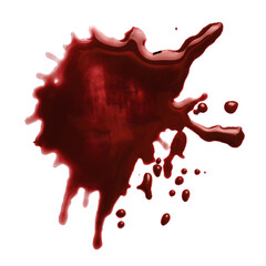 Large bloody stain with scattered drops, isolated on transparent cutout background © Yeti Studio