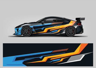 Orange Speed Slash Car Wrap Design Vector © Lancar