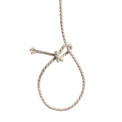 Obraz premium Natural braided lasso rope with tied loop, isolated on cutout transparent background