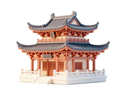 A traditional Chinese two-story pavilion showcasing exquisite wooden carving and ornate roof design, representing cultural heritage.