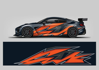 Orange Aggressive Racing Decal Wrap Vector © Lancar
