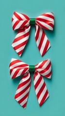 Obraz premium Candy Cane Ribbon Bows Isolated For Christmas Decoration Holiday Craft And Festive Branding Design
