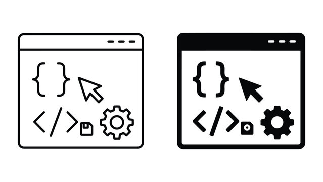 Programming interface icon with code selection tool programming interface