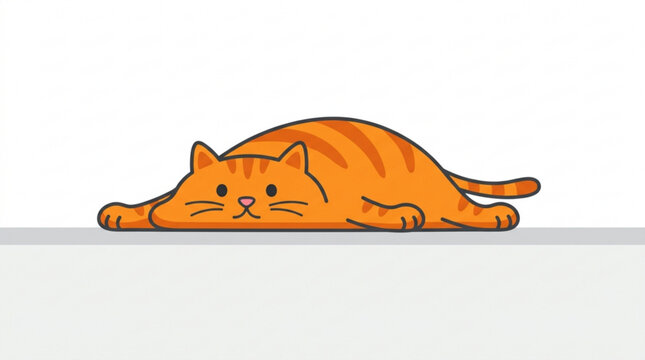 Cute orange cat stretching, cartoon feline vector, adorable pet illustration, animal graphics