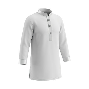 White Kurta Shirt with Band Collar and Buttons