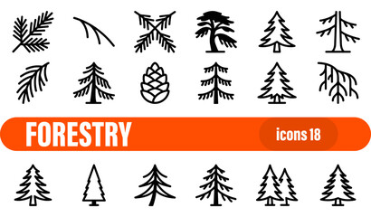 Forestry and Coniferous Tree Line Icon Collection © liubomir118809