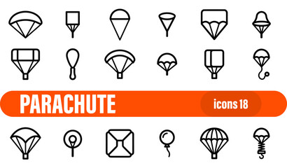 Set of 18 Parachute and Skydiving Line Icons © liubomir118809
