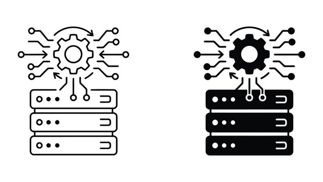 Server management gear setting icon with management settings configuration