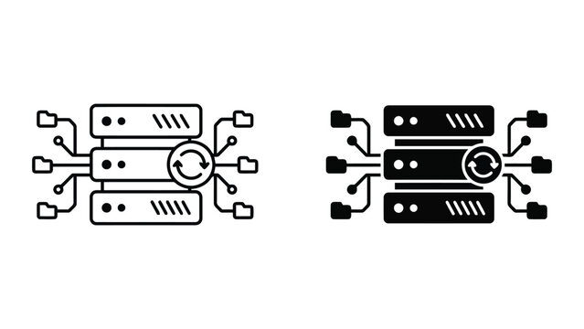 Server data synchronization folder icon with synchronization database transfer