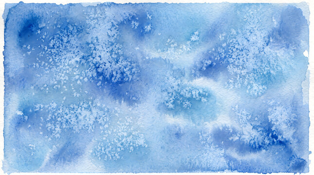 Blue and white watercolor texture with a frozen or icy appearance