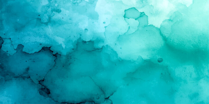 Abstract watercolor textures in turquoise and teal hues create a mesmerizing, flowing pattern, evoking the depth and movement of oceanic currents or the ethereal beauty of the Northern Lights.