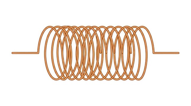 Copper wire coil isolated on white background high resolution vector style drawing graphic.