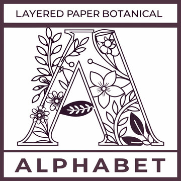 Letter a monogram with intricate botanical line art elements and floral decorative patterns