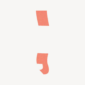 Semicolon in orange distort sign illustration