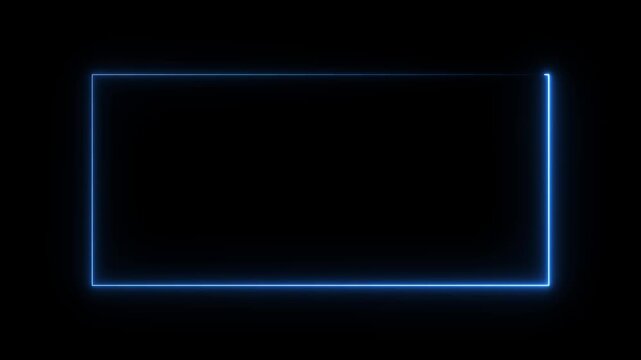 Rectangle animation glowing neon frame background , Neon line box animation, Square rectangle picture frame glowing neon animation on trasparent background.