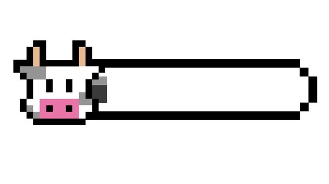 Charming pixel art cow head progress bar element, ideal for retro video game user interfaces and digital design projects, adding a whimsical touch