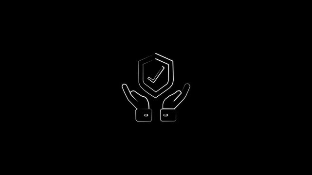 Glowing neon shield icon isolated on black background. Neon Shield with Check Mark - Security, Protection, and Verification Icon
