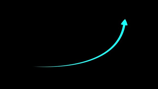 Growing business arrow on black. Profit arow .Business concept, growing chart. Concept of sales symbol icon with arrow moving up. Motion graphics of business arrow concept