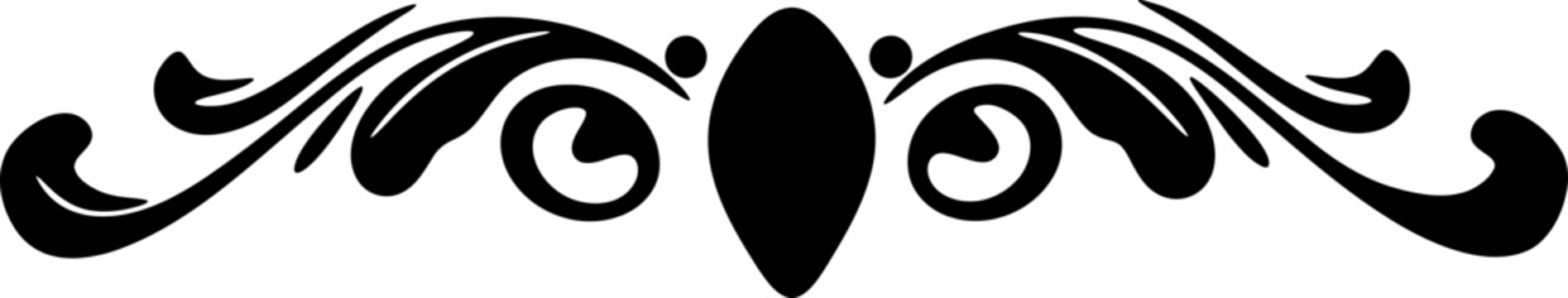 Elegant Black Flourish Ornament with Central Oval Shape