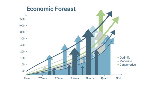 Economic Growth Forecast Chart with Upward Trending Arrows