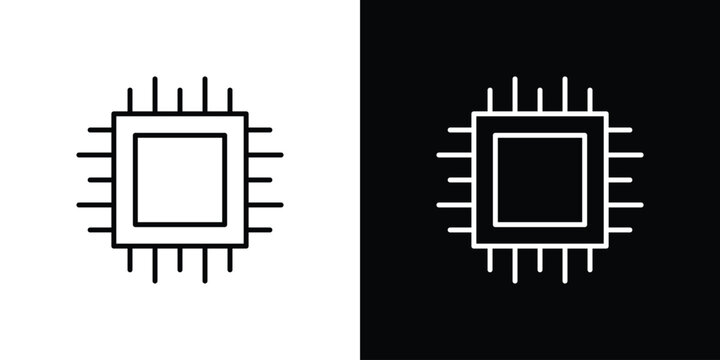 Computer microprocessor icon thin symbol group. EPS10