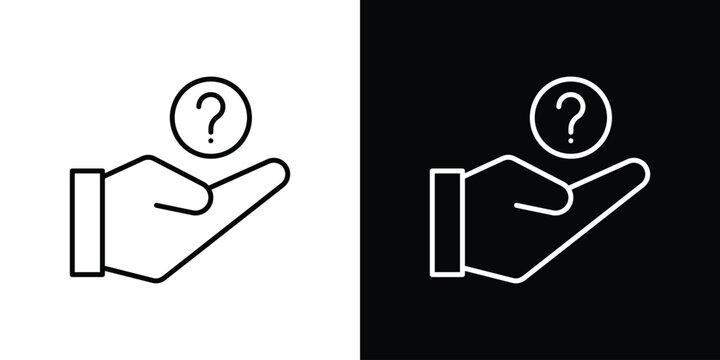 Hand holding question mark icon thin symbol group. EPS10