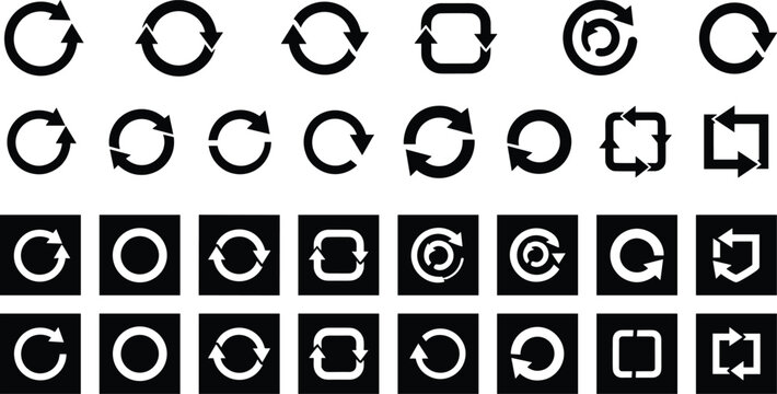 Refresh reload arrow mega vector icon bundle loop recycle reset repeat button symbol rotation circular update sync load interface graphic collection