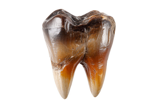 Denisovan tooth featuring unique cusp design and worn biting surface  isolated on transparent background, Clipart png