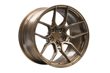 Naklejka premium Bronze-tinted alloy wheel rim with a Y-spoke design isolated on transparent background, Clipart png
