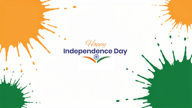 Independence day india vibrant saffron white and green brushstroke graphic