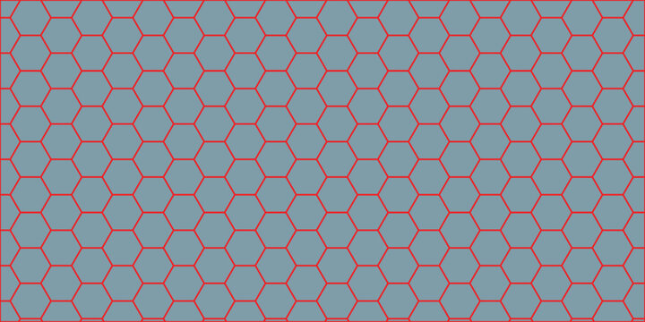 Light Blue Honeycomb Hexagon Pattern Background with Red Geometric Grid and Modern Abstract Technology Design