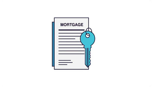 Mortgage document with house key symbolizing home loan agreement.