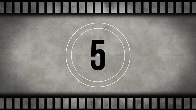 Retro film countdown number nine vintage cinema reel frame textured monochromatic aesthetic