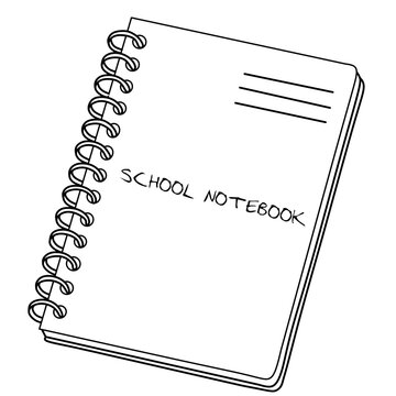 Simple Spiral School Notebook Outline Coloring Page Illustration