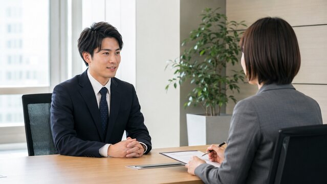 オフィスで行われる就職面接のビジネスシーン