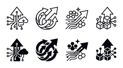Fototapeta premium Digital cloud computing and data structure growth icons with computing technology structure innovation business