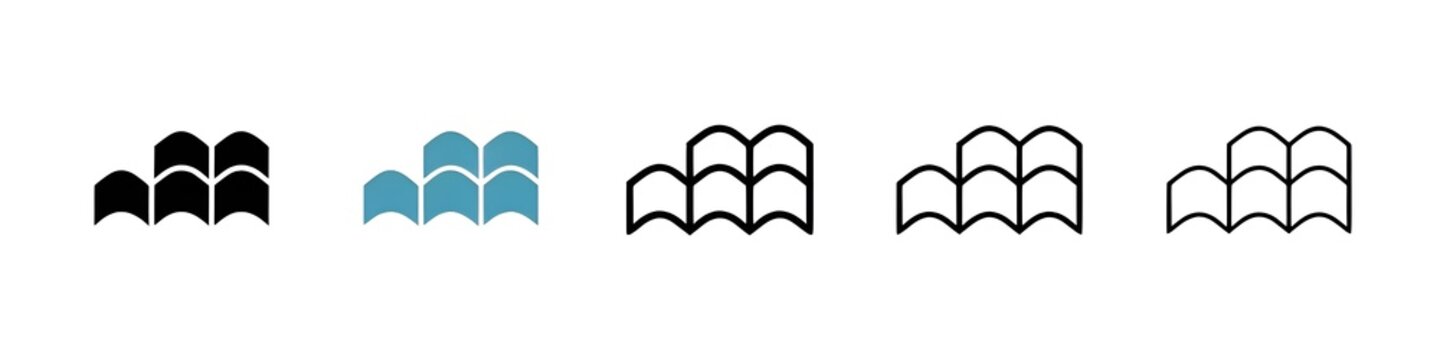 Roof tile icon pack collection set. line style EPS 10. Thin line customizable illustration. Contour symbol. Vector isolated outline drawing. Editable stroke