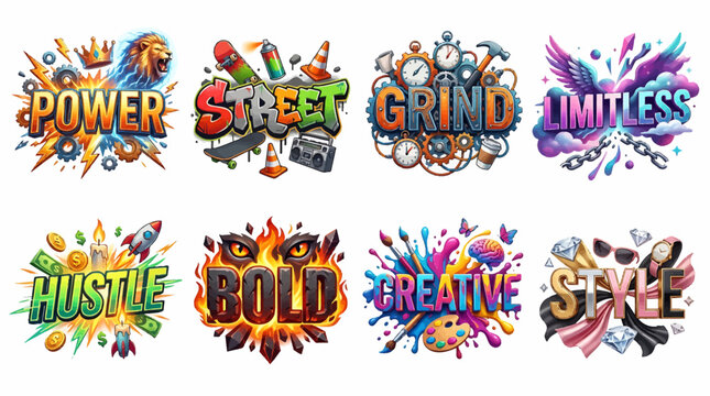 Colorful typographic motivational words.
