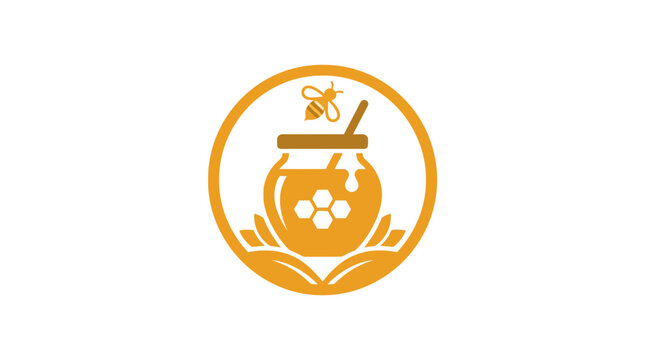 Minimalist honey jar logo design with hands and bee icon.