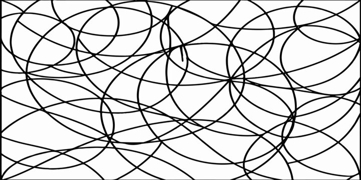 Abstract Overlap Pattern: A complex and intricate pattern of intersecting black ellipses on a white background, creating a sense of depth and visual intrigue.