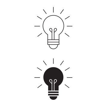 Glowing light bulb creative idea and innovation vector icon.Editable stroke, Vector illustration, Line art Icon, Symbols.