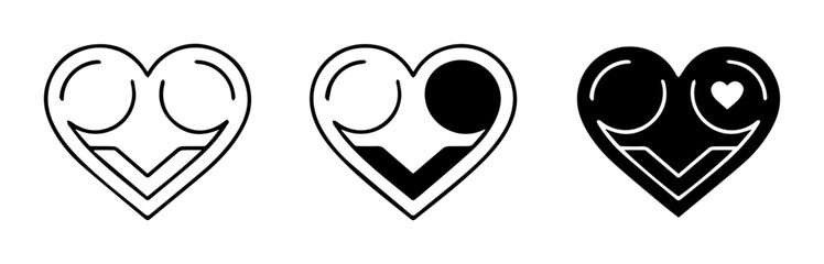 Naklejka premium Heart Face Icons, Love Emoticon Symbols, Romantic Expression Graphics, Vector Art