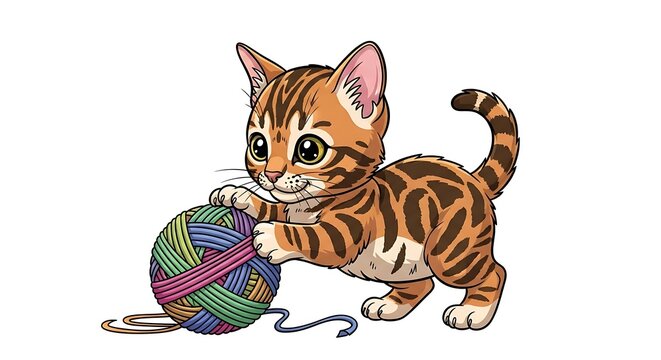 Tabby cat with striped tail sitting on gift bag.