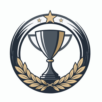 Achievement award trophy with gold laurel wreath and stars
