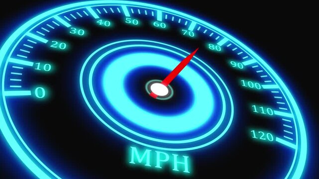 Glowing speedometer showing high speed