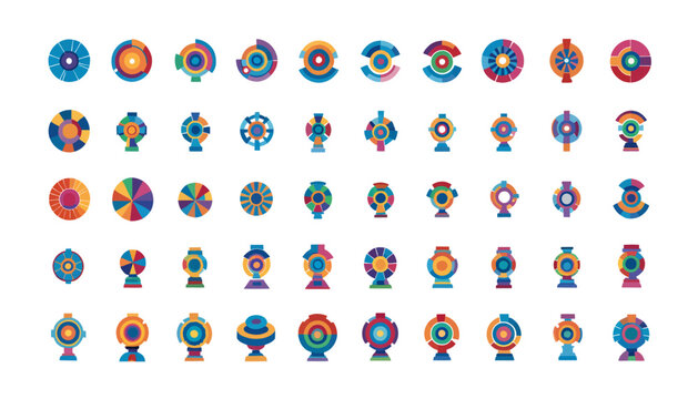 A 3110.eps file showcases a vibrant collection of abstract circular designs arranged in rows on a white background.