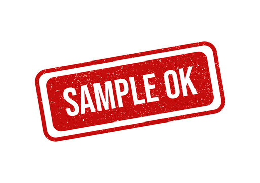 Red rubber stamp with the text sample ok in a grunge and distressed style isolated on transparent background