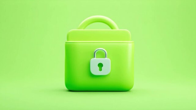Green padlock with silver shackle and small white lock side isolated matching green background symbolizing security protection safety metal closed object secure access privacy digital device
